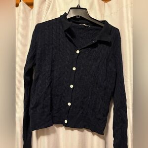 Alex Mill Navy Cable Knit Cardigan